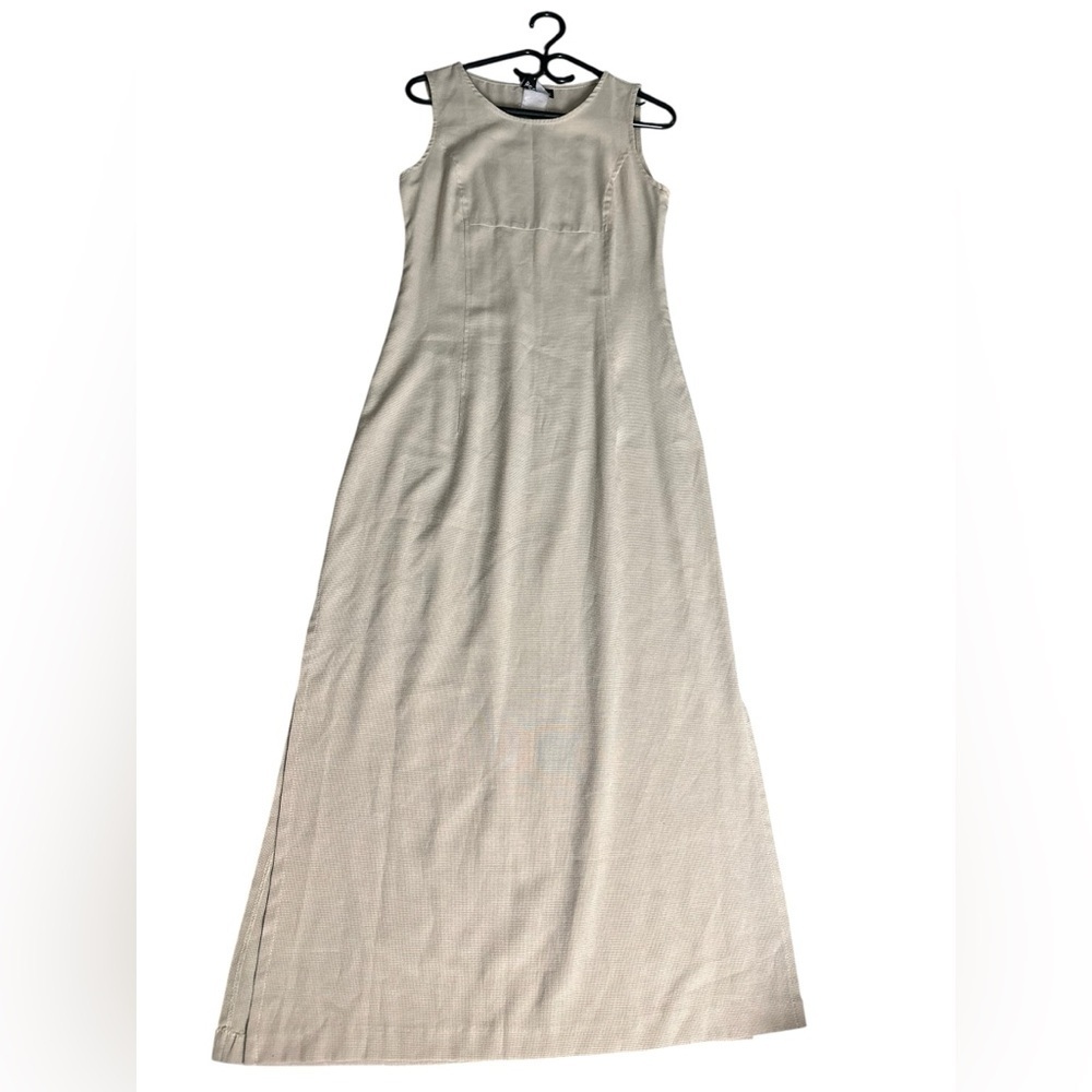 Vintage 90s, tan baby gingham dress, medium - Picture 5 of 10